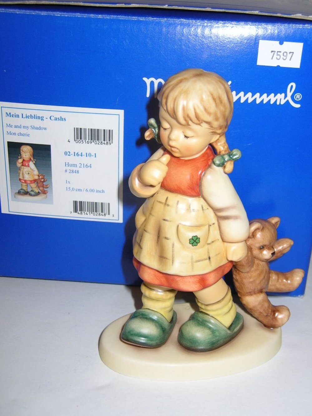 Goebel Hummel Figurine "Me & My Shadow" #2164 TMK8 6"T w/Box  MINT Girl & Teddy